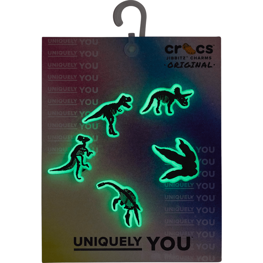 Glow In The Dark Dino 5 Pack Jibbitz Shoe Charm - Crocs sale