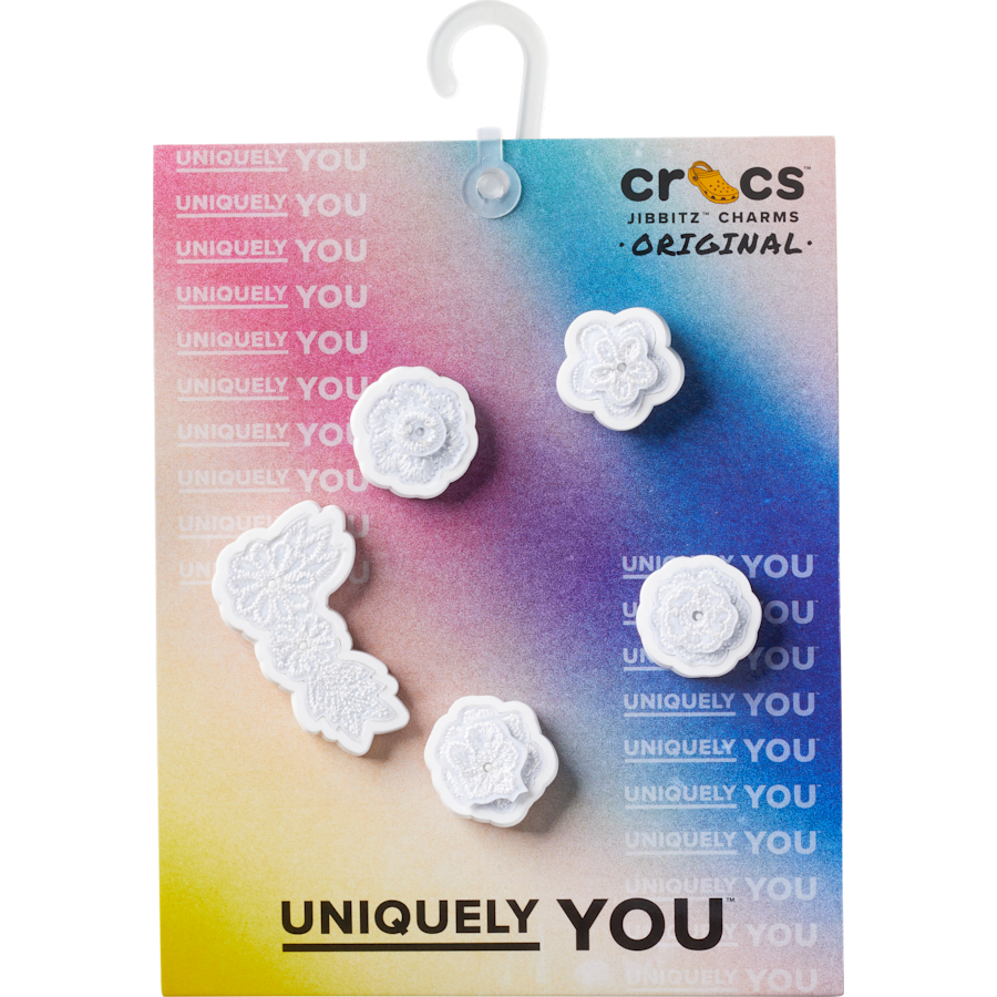 White Elegant Floral 5 Pack Jibbitz™ charms - Crocs sale
